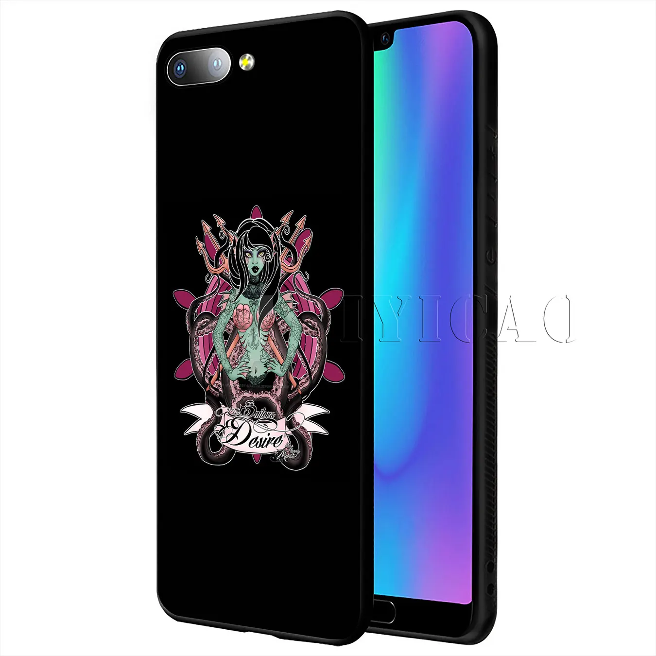 IYICAO Tattooed princess Alice Ariel love Soft Case for Huawei Y9 Y7 Y6 Prime 2019 Honor 20 8C 8X 8 9 9X 10 Lite 7C 7X 7A Pro |
