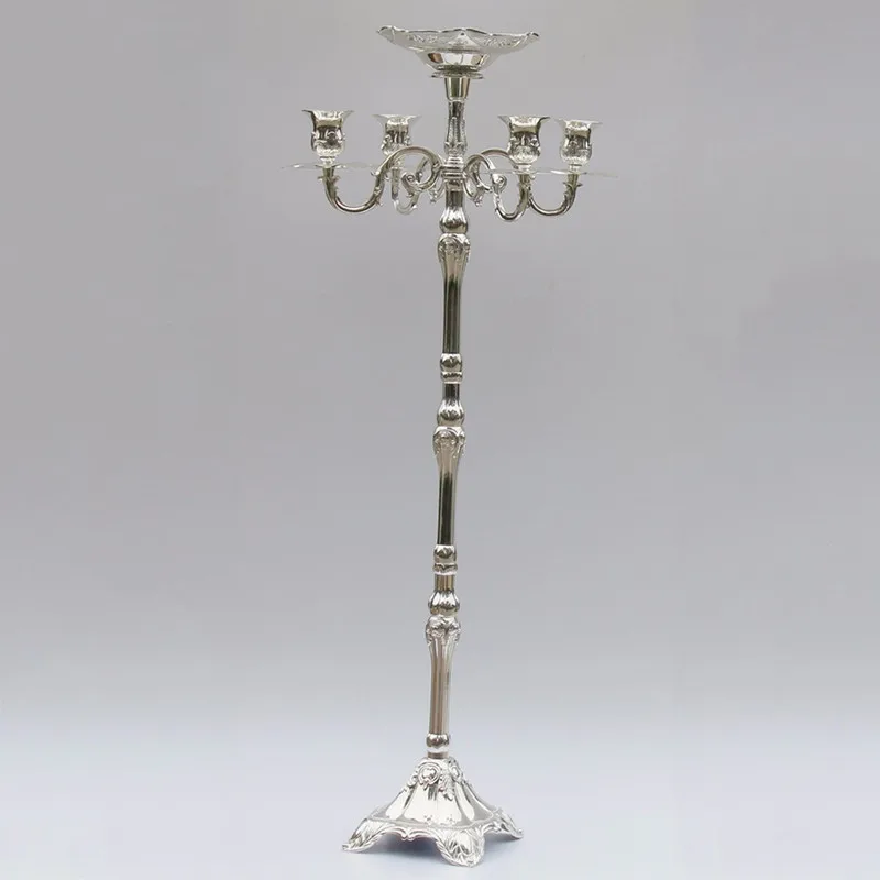 Оптовая продажа 5 arm золото серебряный канделябр металлические подсвечники