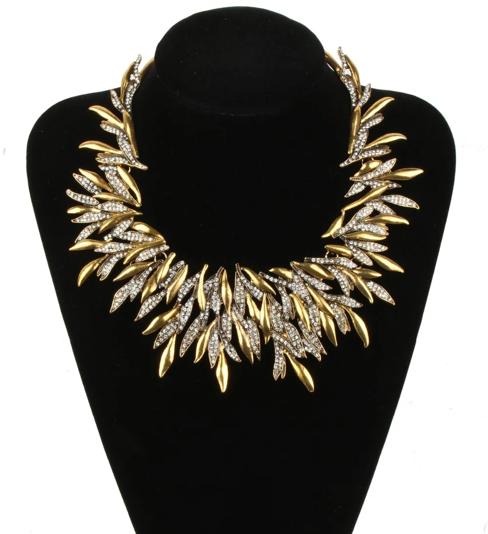 Женское винтажное ожерелье из цинкового сплава массивное матовое черного золота