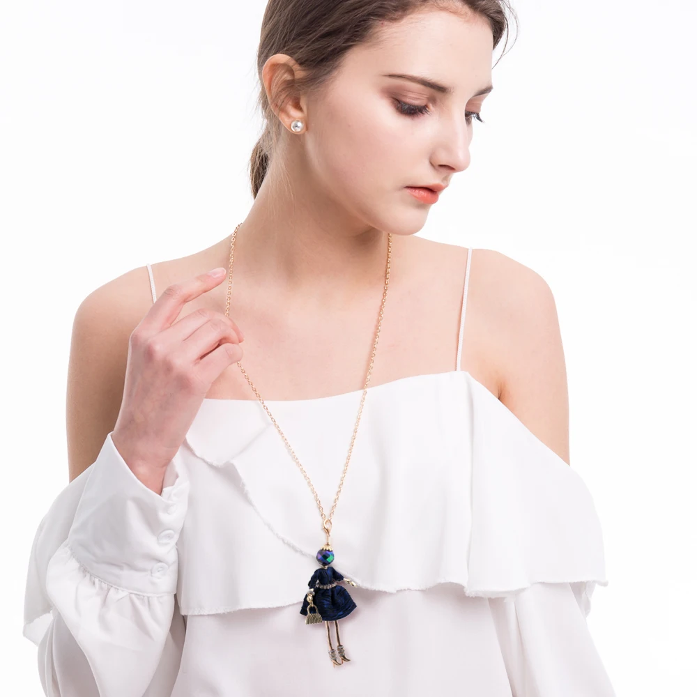 Женская кукла милое Черное длинное ожерелье с подвеской популярное платье для