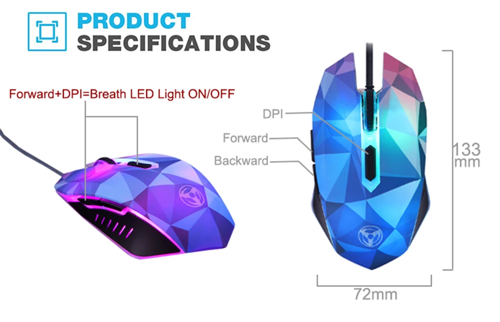 Оригинальная игровая мышь Hongsund Dazzle Color Diamond Edition, проводная оптическая компьютерная мышь для геймера