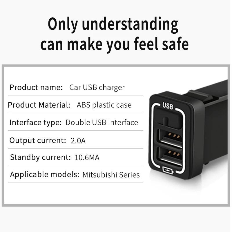 Автомобильное USB зарядное устройство Быстрая зарядка 2.0A 220 В 2 порта USB2.0 для iphone Micro usb type C Зарядка для телефона Mitsubishi