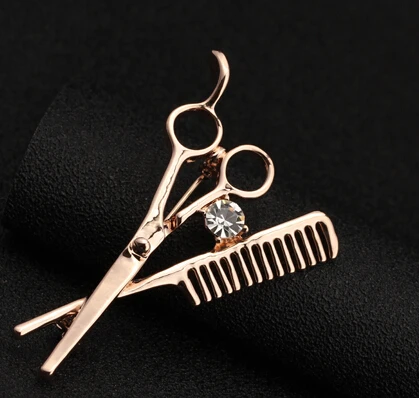 2015 оптовая продажа модные мини расчески ножницы броши Нежный Золотой