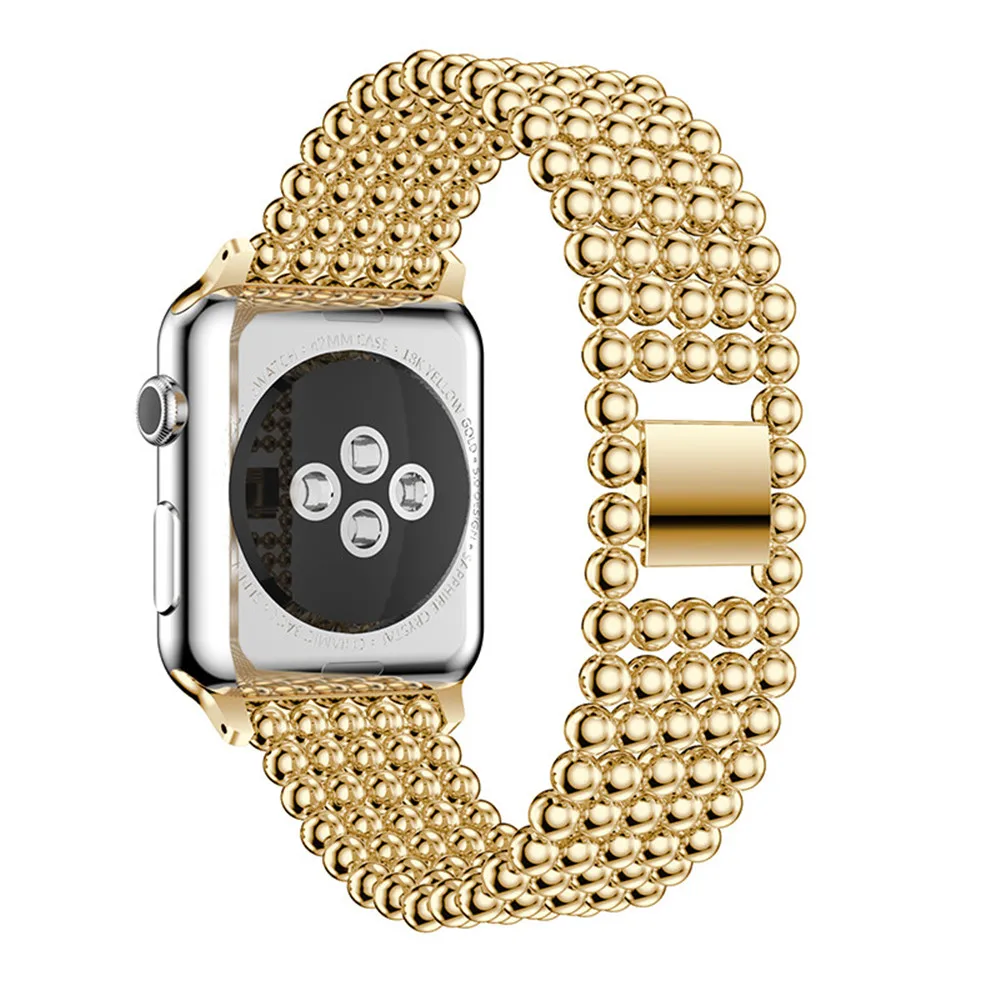 Ремешок для часов Apple Watch 42 мм 38 ремешок Золотой Новый роскошный бисер из