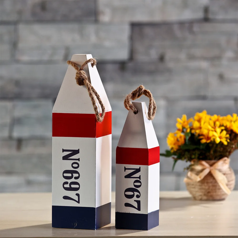 

ZAKKA 2018 Wood Crafts Mediterranean Wooden Buoy photo props 2pcs Set,home Furnishing Articles Nautical Decor