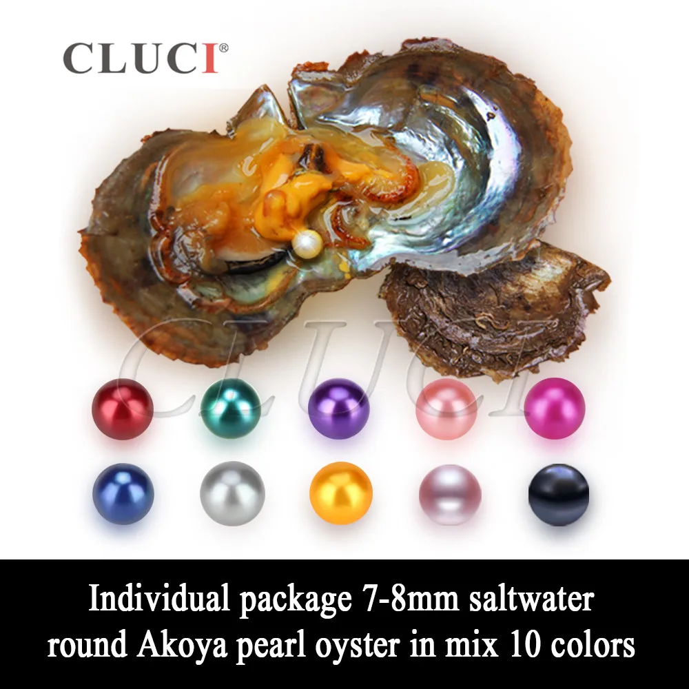 CLUCI 100 шт. 7 8 ММ Akoya Смешанные 10 цветов морской жемчуг устричное качество радужные