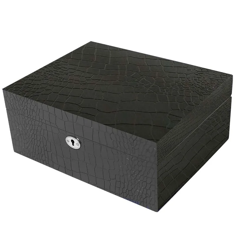 Classic Double-deck Crocodile Print Three Color Cigar Humidor Nice Storage Box with Moisture Meter Moisturizing Device | Дом и сад