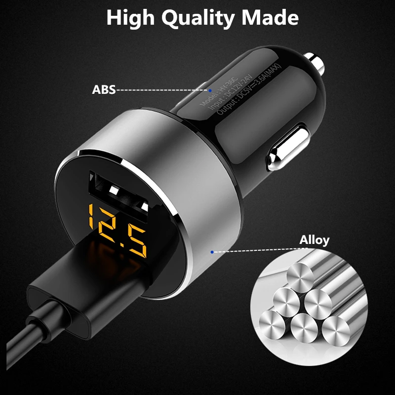 зажигалка Автомобильное зарядное устройство с двумя USB-портами 5 В 3 6 А быстрая