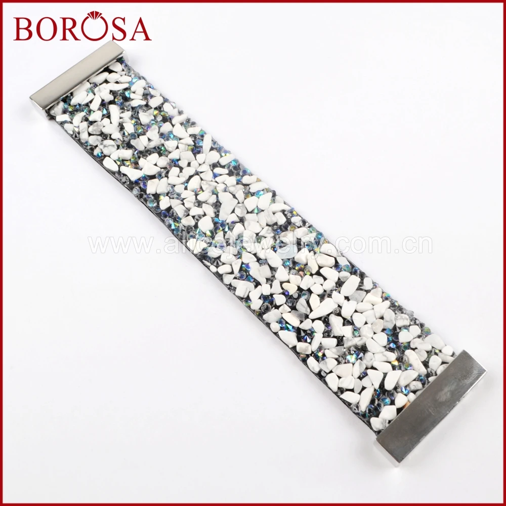 BOROSA 5 шт. натуральный камень Бусины из каменной крошки серебряный браслет WX974 |