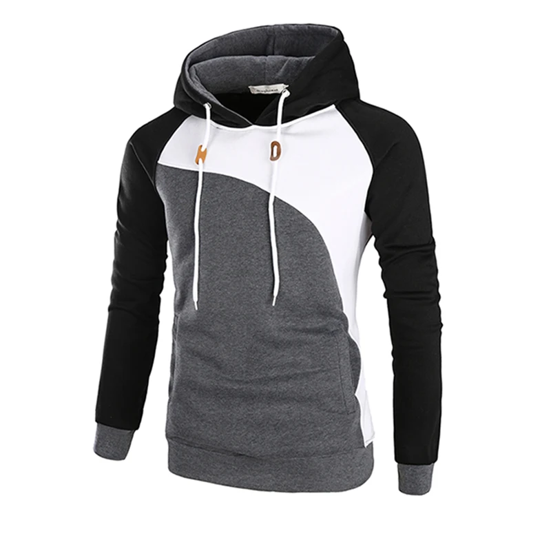 Мужская Осенняя мода 3 цвета лоскутные толстовки 2017 новый стиль топы брендовая