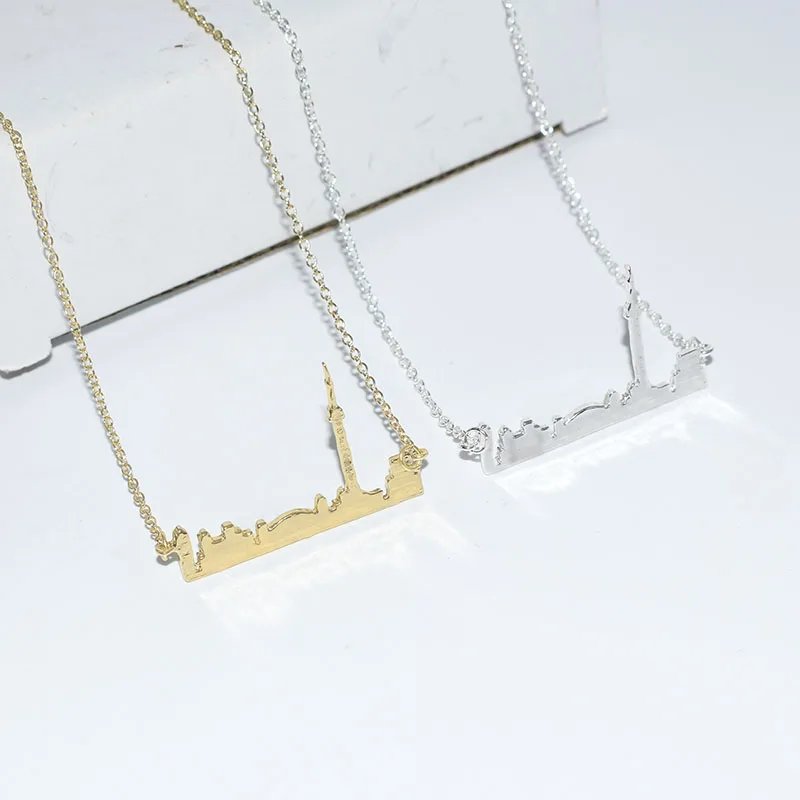 Лидер продаж 2018 личности ожерелье с городом цепь золото/посеребренные городской