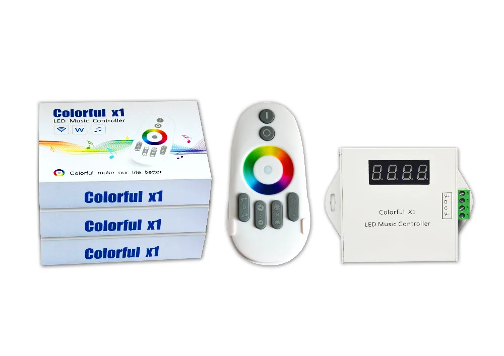 

WS2811/WS2812B/USC1903 LED digital music controller with RF touch remote;DC12-24V input;can control max 600pixels