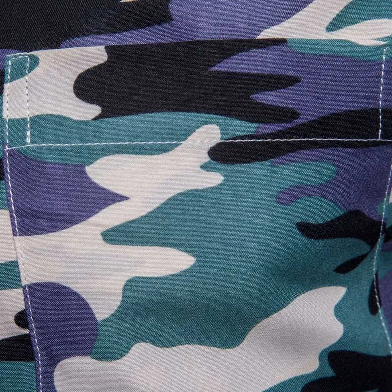 Мужская рубашка с отворотом и длинным рукавом камуфляжным принтом Повседневная