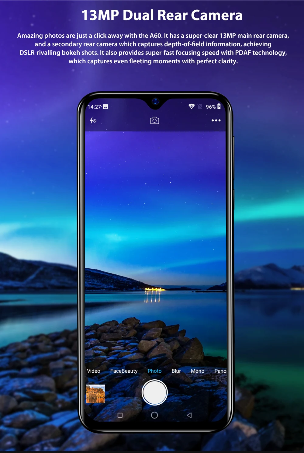 Blackview A60 смартфон 4080 мАч 1 Гб+ 16 Гб четырехъядерный Android 8,1 6,1 дюймов 19,2: 9 экран 13,0 МП Двойная камера заднего вида 3G мобильный телефон