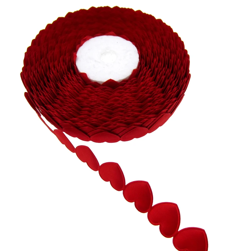 1Roll 20Yards Red Fabric Connect Heart Padded Felt Applique Craft Wedding Decorations 16mmx16mm | Дом и сад