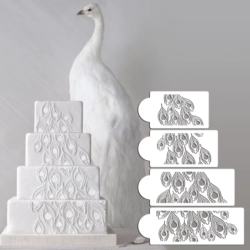 Трафарет для торта с павлином 4 шт./компл.|cake stencil|decorating toolsmoldes fondant |