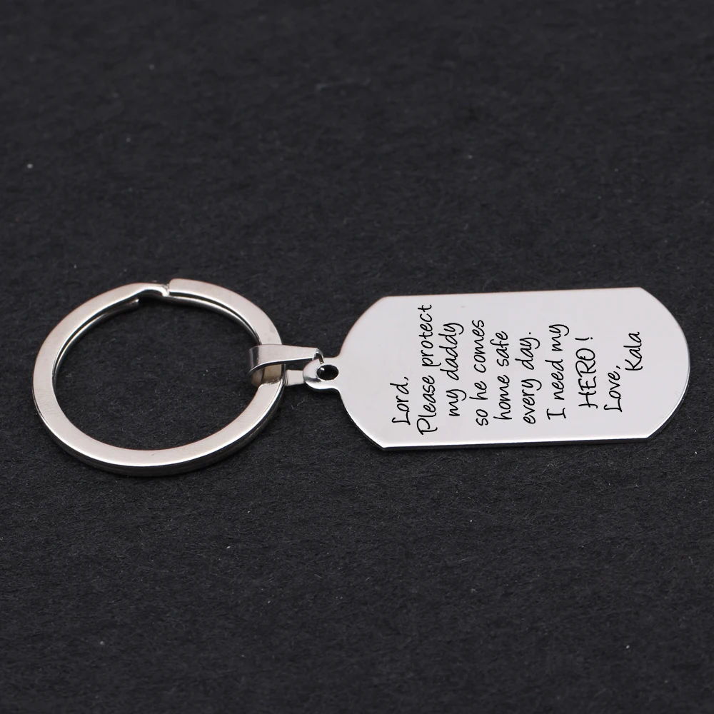 name customized father's day gift key chains Member of family Keyring children Keychain Dog Tag Daddy Gift driver car |