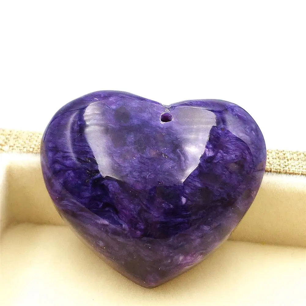 Genuine Natural Purple Charoite Gemstone Pendant 34x30x12mm Heart Love Shape Women Men Love Gift Fashion Pendant Jewelry AAAA