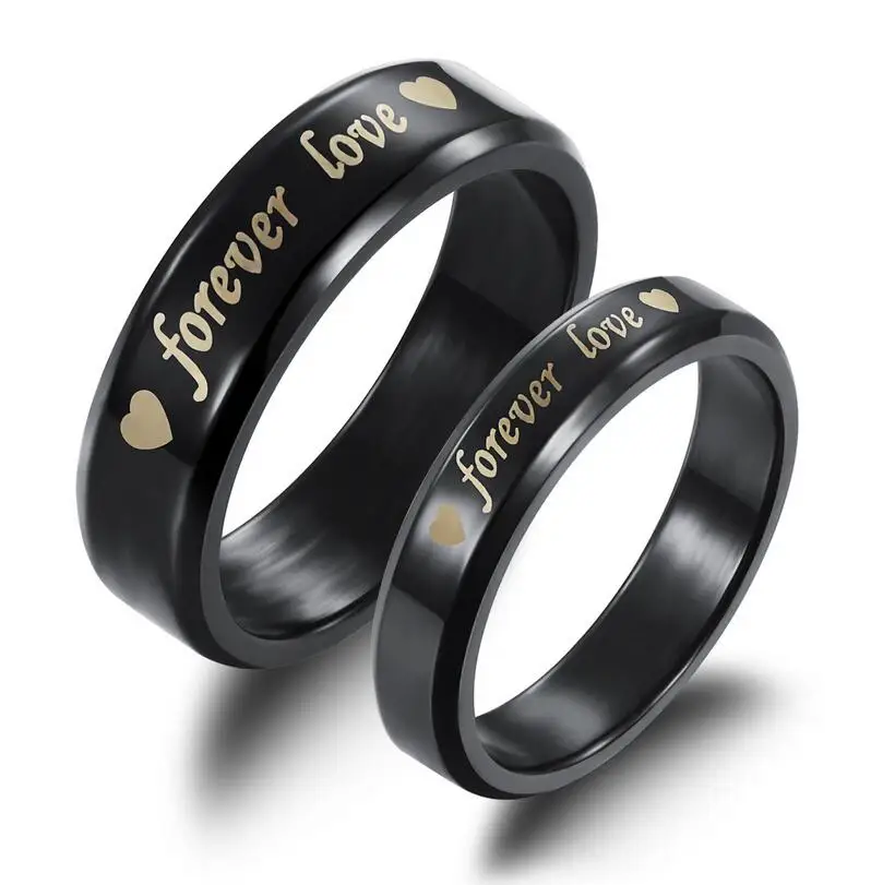 Forever Love Ring Heart Token Jewelry Black for Lovers Boyfriend Girlfriend Couple Romantic Gift Drop Shipping | Украшения и