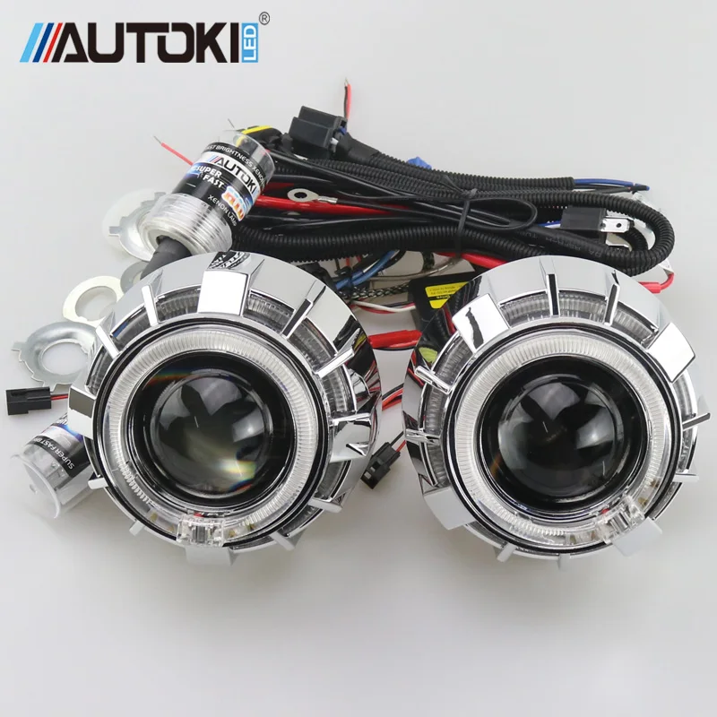 Autoki двухцветный СВЕТОДИОДНЫЙ DRL с H1 Mini Hi/Low bi xenon комплект прожекторных фар