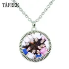 TAFREE модное ожерелье с кулоном в стиле K-POP, двойное ожерелье, Круглый 25 мм, стеклянный кабошон, купол, подвески, ювелирные изделия для фанатов, подарок TC24