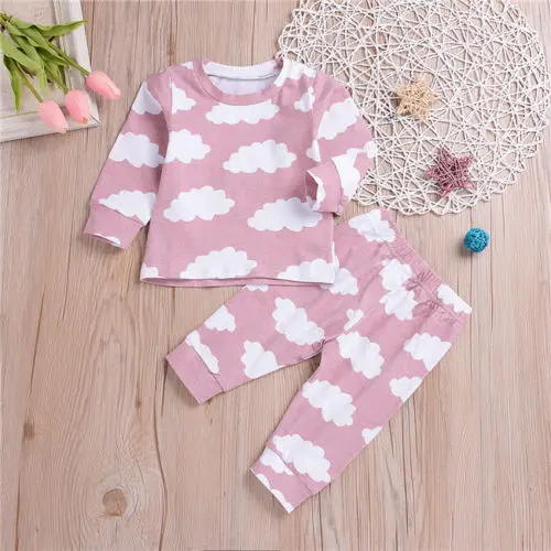 Newborn Infant Kid Baby Boys Girl Clothes Cotton Casual Popular Tops T-shirt +Long Trousers 2PCs Set Outfits 0-3T | Детская одежда и