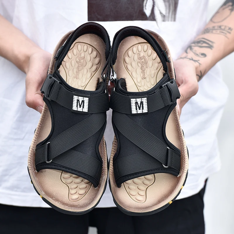 

Misalwa Men's Sandals Summer Fashion Comfortable Slip-on Casual Stretch Fabric Flat Beach Sandals For Young Men Student CN 39-45