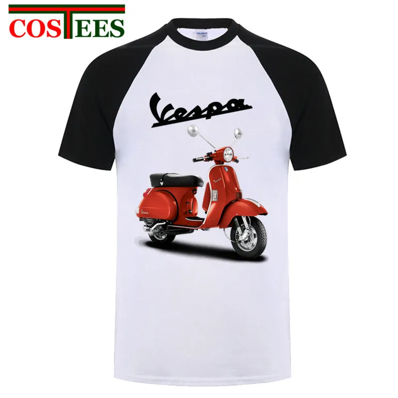 Винтажные Vespa футболки мужские Мотоцикл скутер homme Piaggio футболка с логотипом
