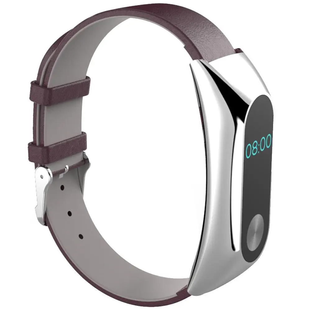 Ремешок сменный для Xiaomi MiBand2 регулируемый браслет из сплава и кожи наручных часов