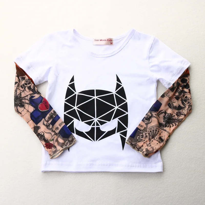 Модная уличная одежда детская весна 2017 футболки с длинным рукавом и принтом