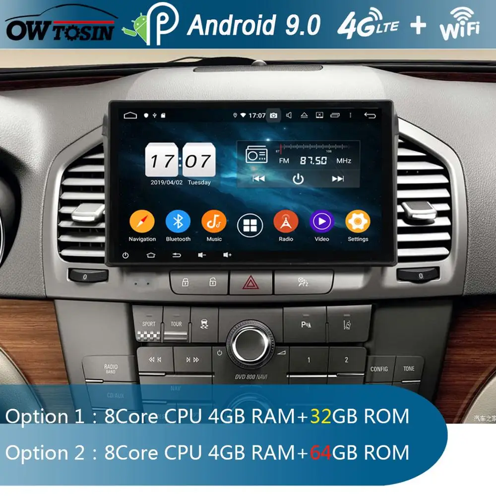 Автомобильный DVD плеер с радио Android 9 0 IPS 8 ядер 4 Гб ОЗУ + 64 ПЗУ GPS для Opel Vauxhall Holden Insignia