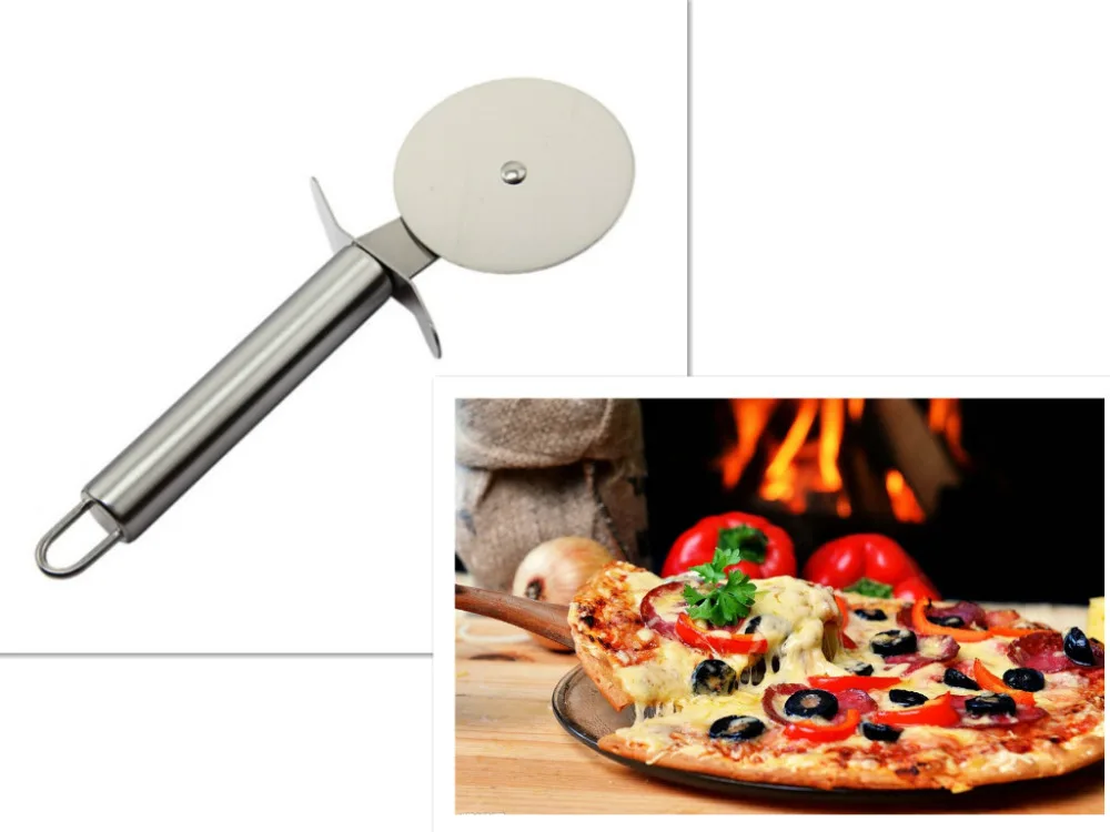Нож для пиццы из нержавеющей стали Круглый ролик нож торта с защитой пальцев