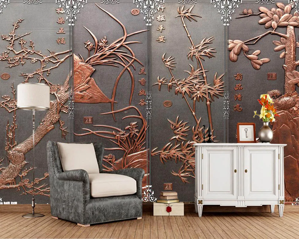 

Chinese style Embossed flower screen 3d wallpaper murals,living room TV sofa wall bedroom kitchen wall papers home decor