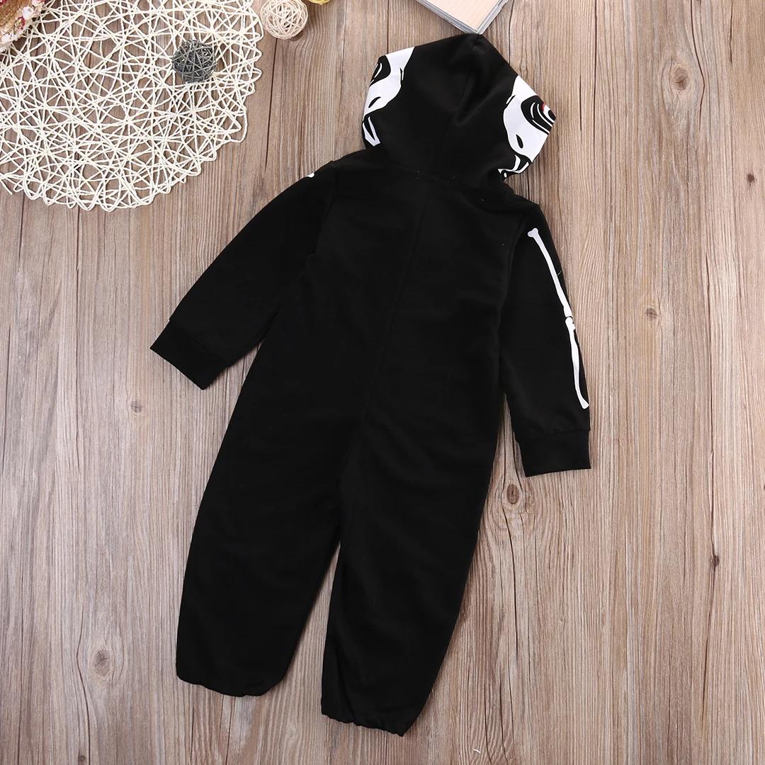 Infant Unisex Baby Girl Boy Skeleton Hooded Zipper Rompers Babies Kids Pajamas Jumpsuit Playsuit Outfits AU Clothing | Детская одежда и