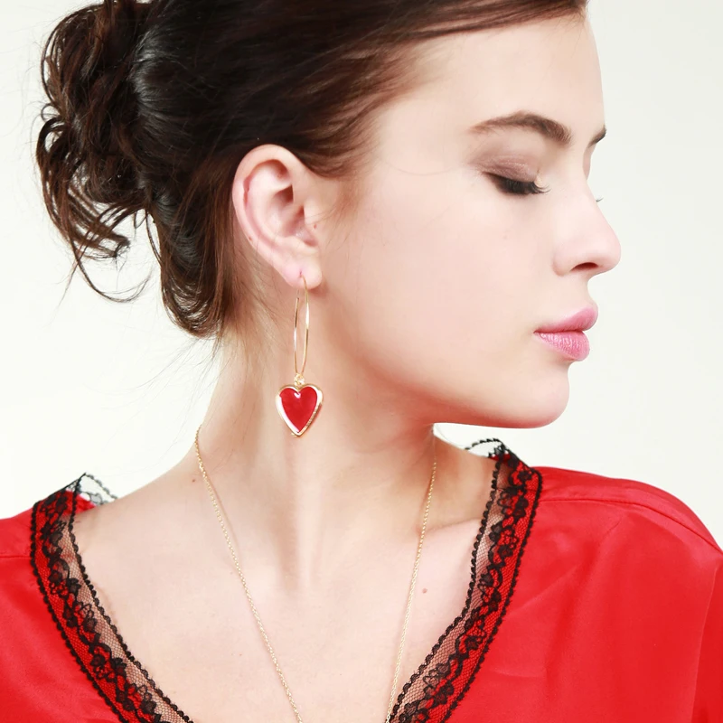 Красные/черные классические женские керамические серьги Bijoux Hoop смешанные