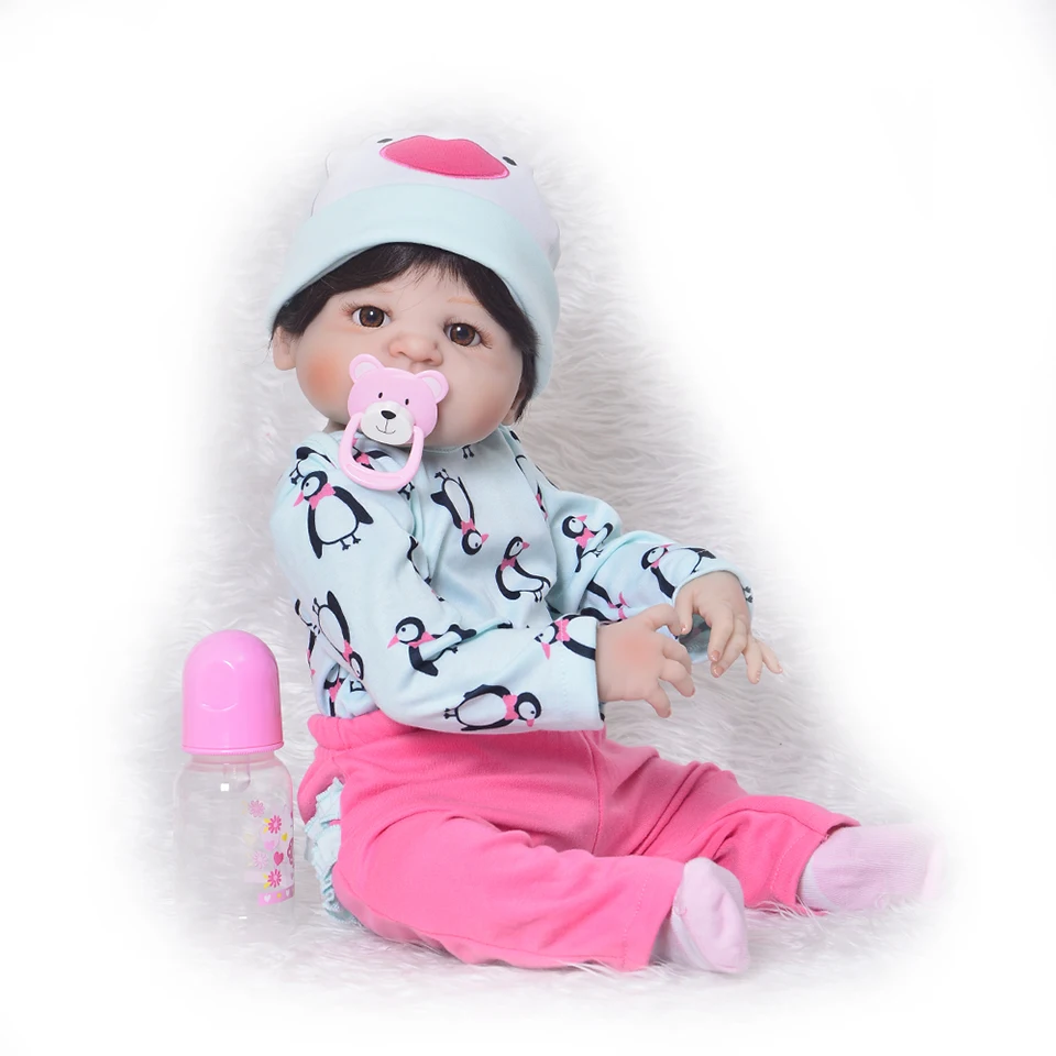 23&quot 55cm Full silicone Reborn baby Play House dolls toys for 2 year old bebe bath kids birthday gifts doll Bonecas | Игрушки и хобби