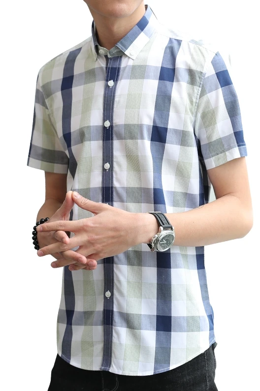 

Business Plaid 2019 New Shirts Fashion Shirt Summer Men Male MOOWNUC High-quality Casual Men MWC Personal Short Sleeves Coverall