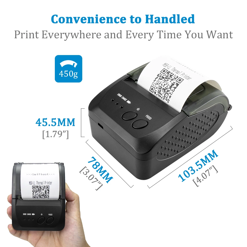 netum 58mm bluetooth thermal receipt printer with paper carry case hang on waist for android ios iphone ipad escpos nt 1809dd free global shipping