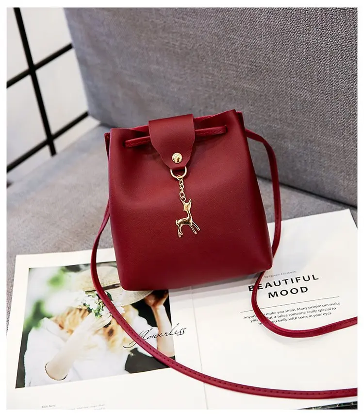 

Hot Sale 2019 Fashion Women Candy Color One Shoulder Bags Tote Purse Small Messenger Bags Clutch Tassel Bucket Bag Mujer Bolsas