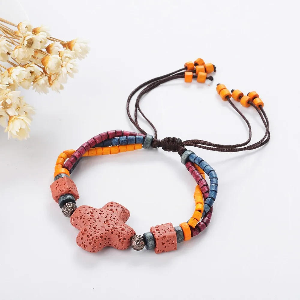 Лидер продаж вулканические камни синие деревянные красные бусины