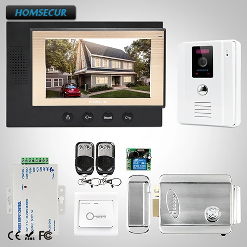 HOMSECUR 7 &quot Проводной Видеодомофон Система + Белая Камера для квартиры: TC011 W TM701