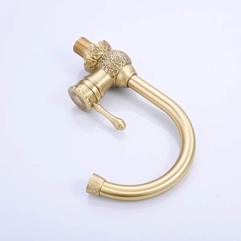 

Luxury Carved Gold-plating Basin Faucet Bathroom Single Holder Sink Taps Antique Brass Decorative Hot and Cold Mixer Tap S79-318