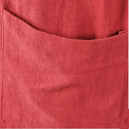 Платье-рубашка женское из хлопка и льна с V-образным вырезом карманами | Женская