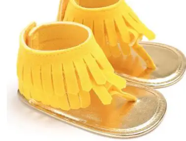 yellow Детские сандалии; обувь для маленьких девочек из искусственной кожи; модные сандалии для новорожденных девочек с двойной бахромой; обувь для маленьких мальчиков; коллекция года; Летние сандалии для девочек - Цвет: yellow