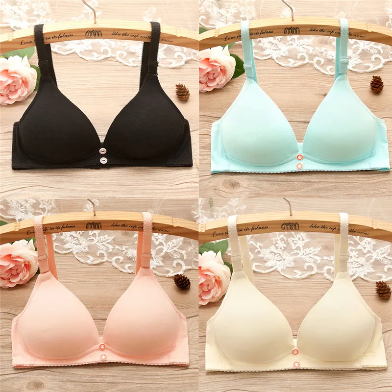 New Fashion Lady Womens Sexy Padded Push up Cotton Bras Youth Teenagers Girls Underwear Underclothes Solid Seamless Wire Free | Женская