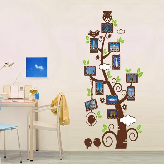 Семейная фоторамка наклейка сова на дерево стену для детской комнаты украшение