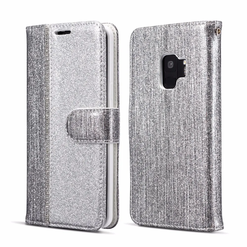 Чехол для телефона Etui, чехол для samsung Galaxy J6, A6, A8,, A3, A5,, S7 Edge, S8, S9 Plus, Note 9, с IMD, блестящий флип-кошелек