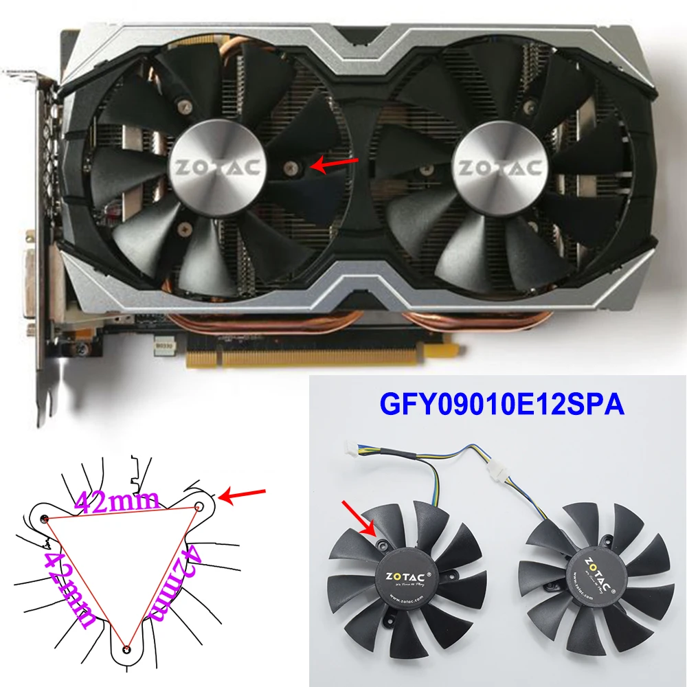 Новый 85 мм GA91S2H GFY09010E12SPA 4 контактный кулер вентилятор замена для ZOTAC GeForce GTX 1060 AMP