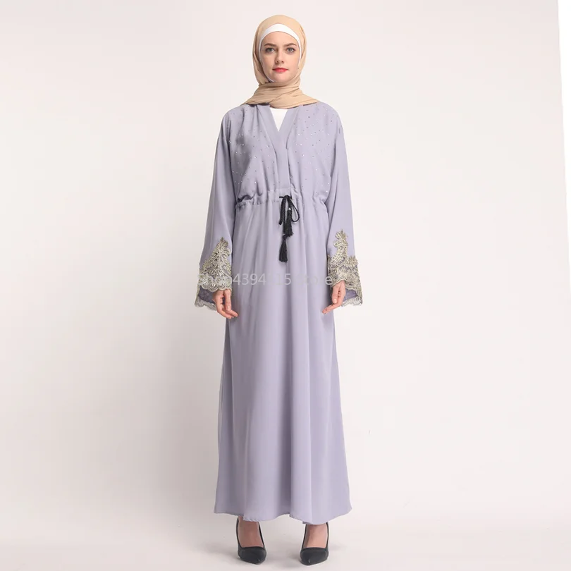 Новинка 2019 роскошные бриллианты abaya Дубайский Мусульманский платье Элегантная