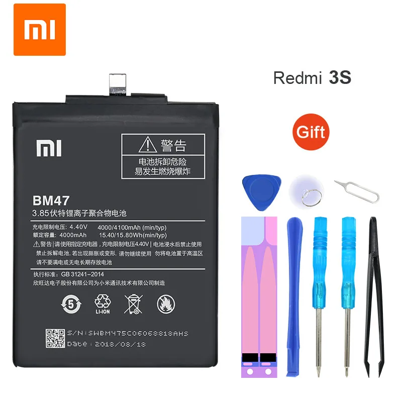 Аккумулятор Xiao Mi BM47 4100 мАч для Xiaomi Redmi 3S 3X Redmi 4X Redmi 3/3pro, высококачественные Сменные Аккумуляторы для телефонов